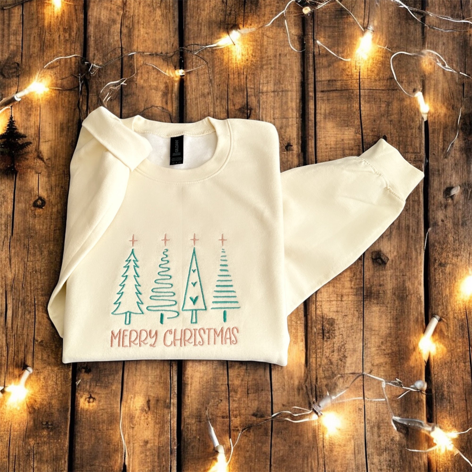 Embroidered Long Sleeve Crewneck Sweatshirt (Merry)