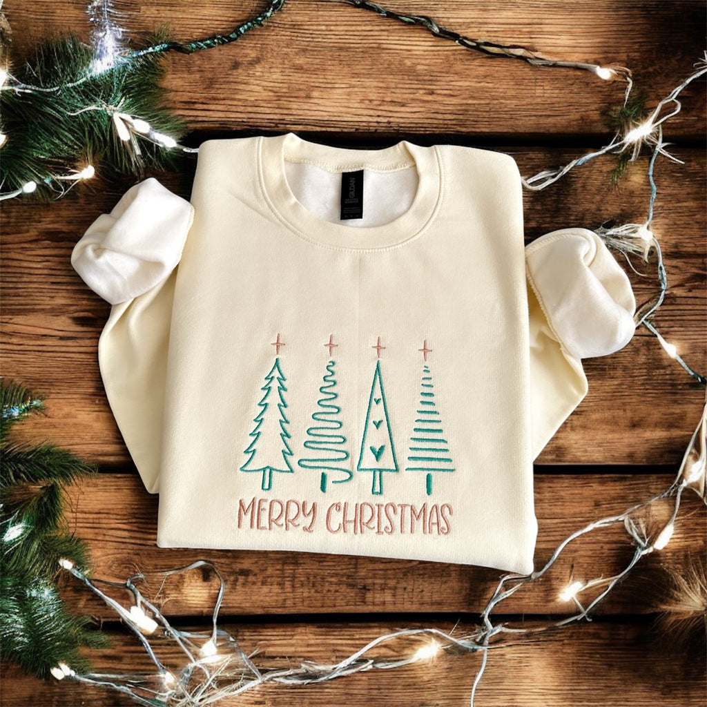 Embroidered Long Sleeve Crewneck Sweatshirt (Merry)