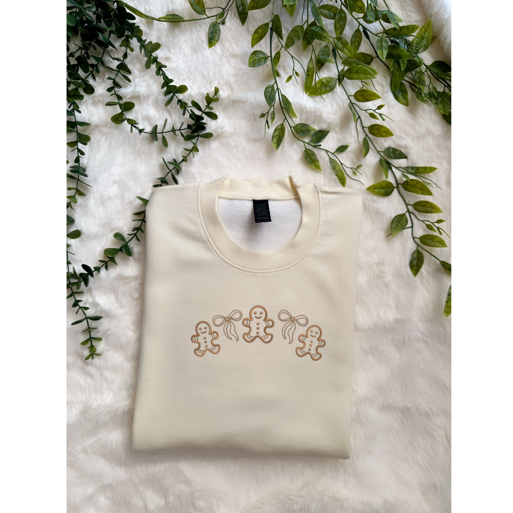 Embroidered Long Sleeve Crewneck Sweatshirt (Ginger)
