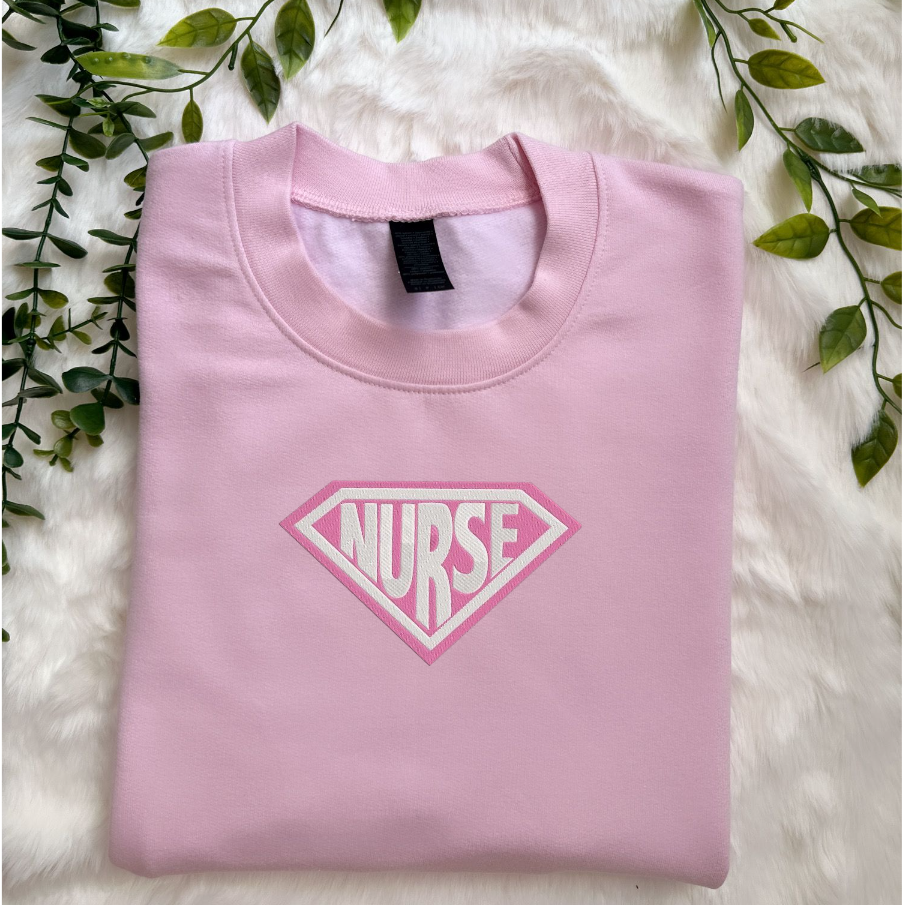 Embroidered Long Sleeve Crewneck Sweatshirt (Nurse)