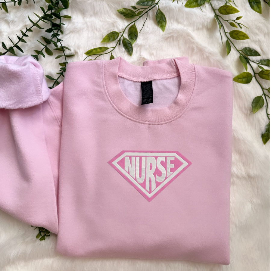 Embroidered Long Sleeve Crewneck Sweatshirt (Nurse)