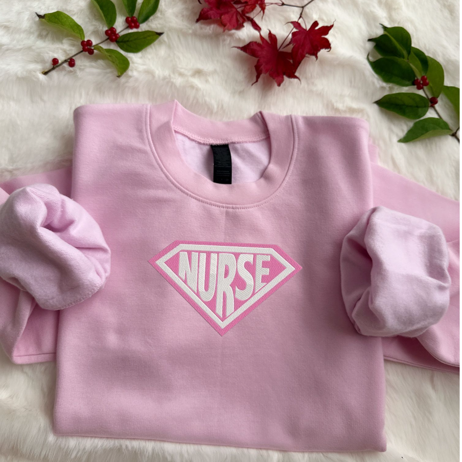 Embroidered Long Sleeve Crewneck Sweatshirt (Nurse)