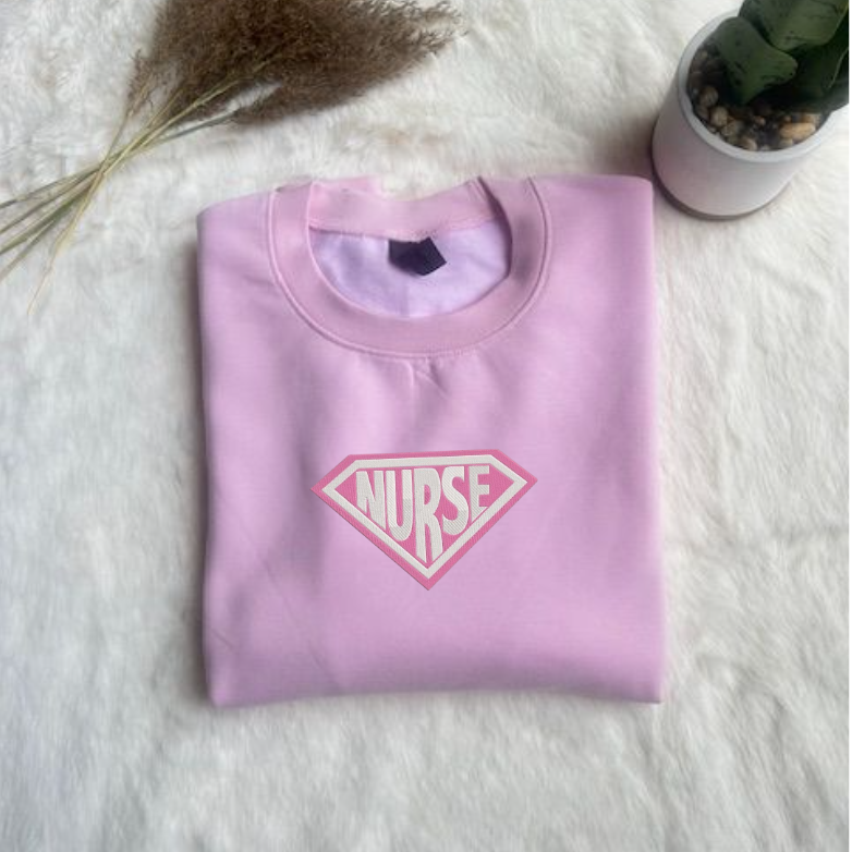 Embroidered Long Sleeve Crewneck Sweatshirt (Nurse)