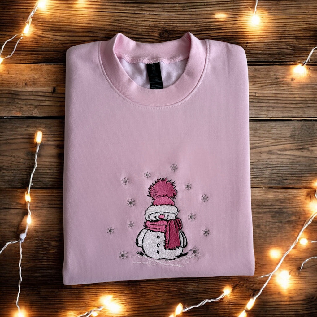 Embroidered Long Sleeve Crewneck Sweatshirt (Snowman)