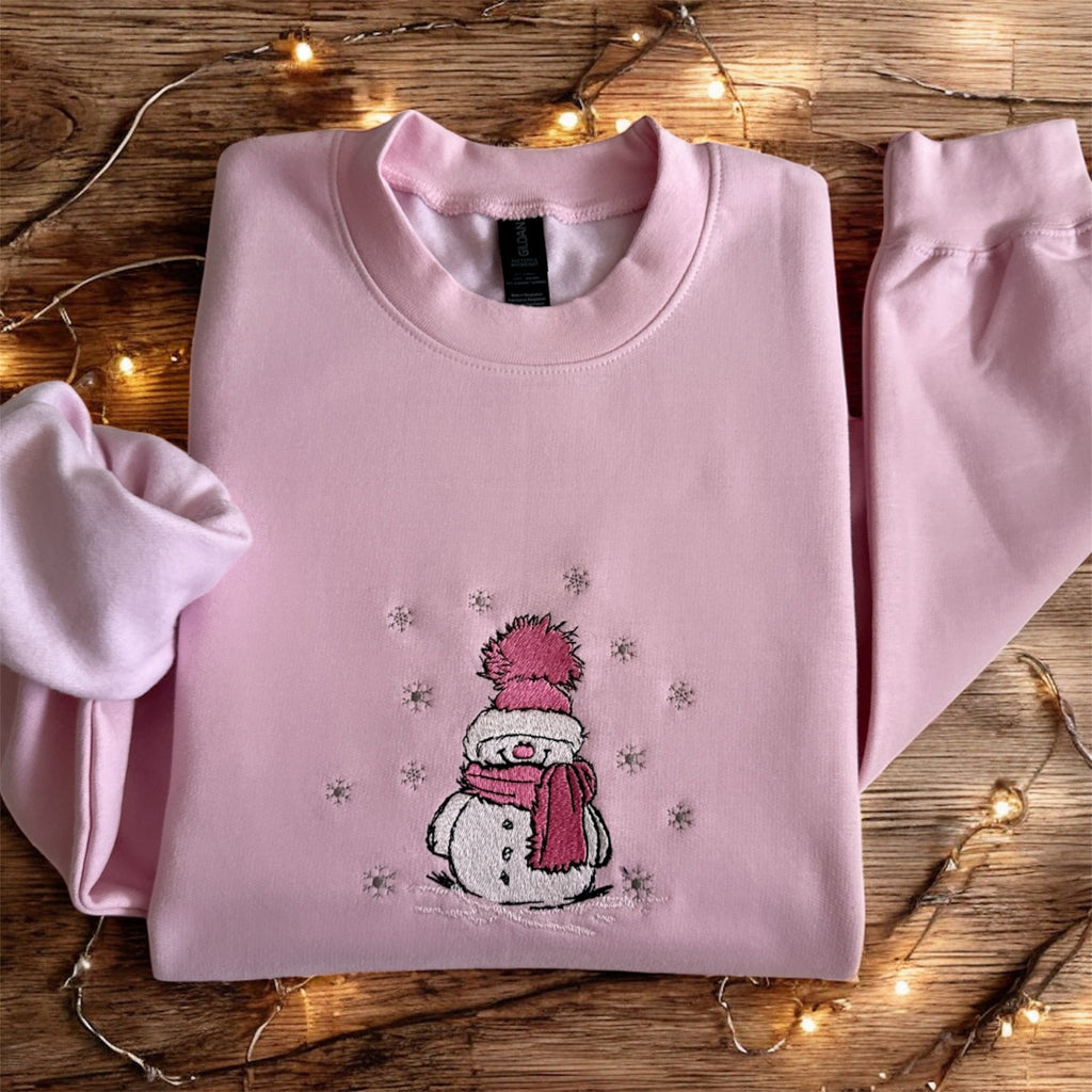 Embroidered Long Sleeve Crewneck Sweatshirt (Snowman)