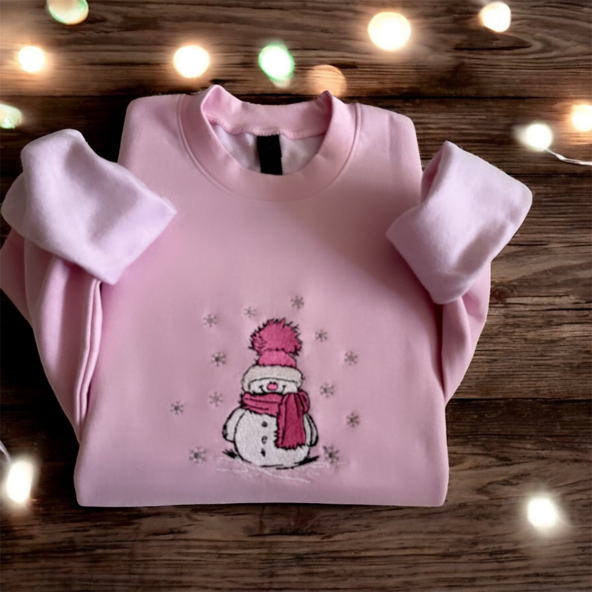 Embroidered Long Sleeve Crewneck Sweatshirt (Snowman)