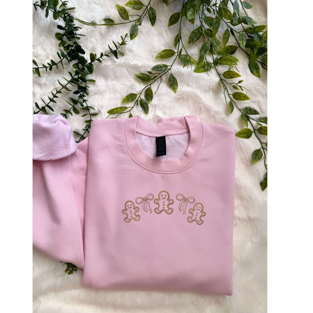 Embroidered Long Sleeve Crewneck Sweatshirt (Ginger)
