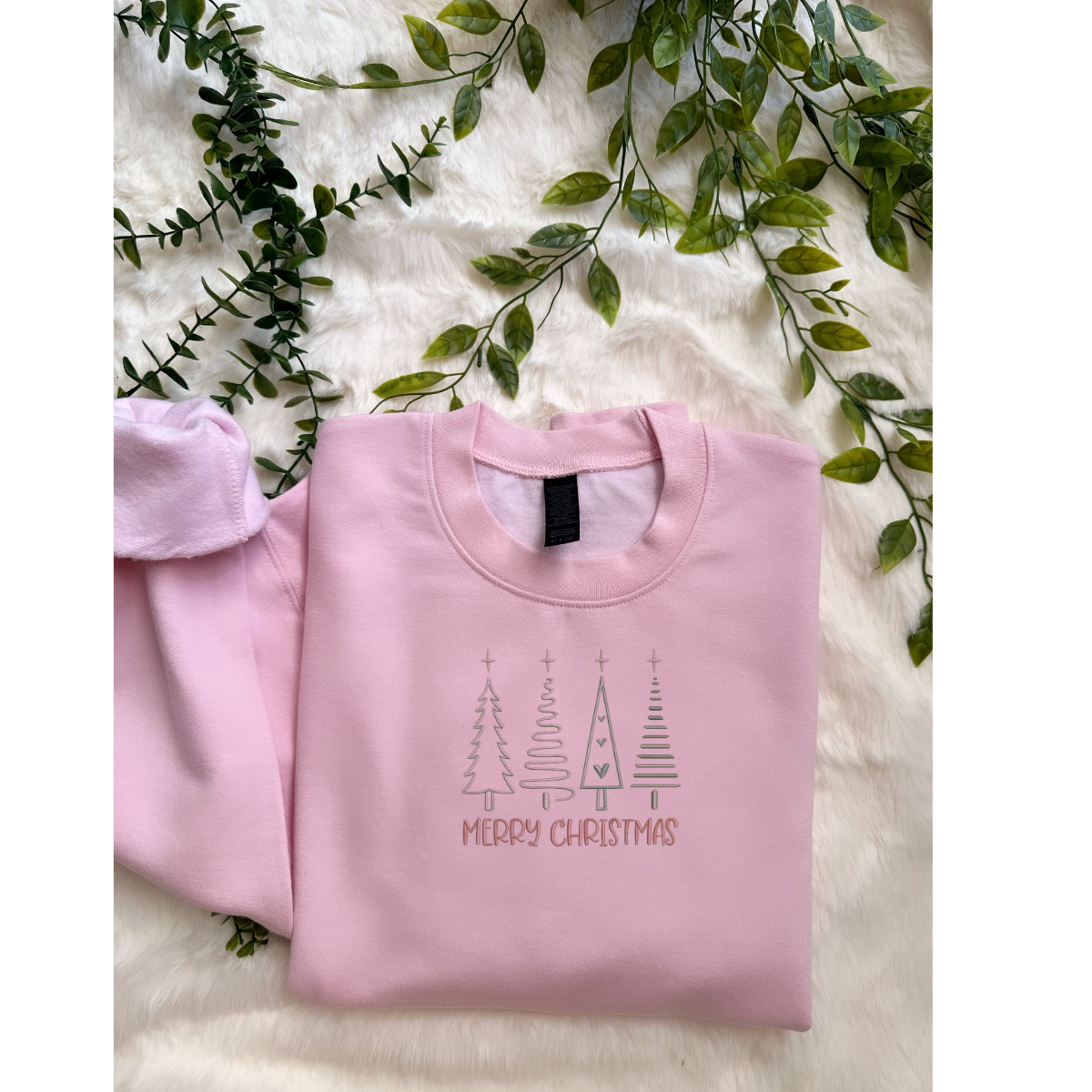 Embroidered Long Sleeve Crewneck Sweatshirt (Merry)