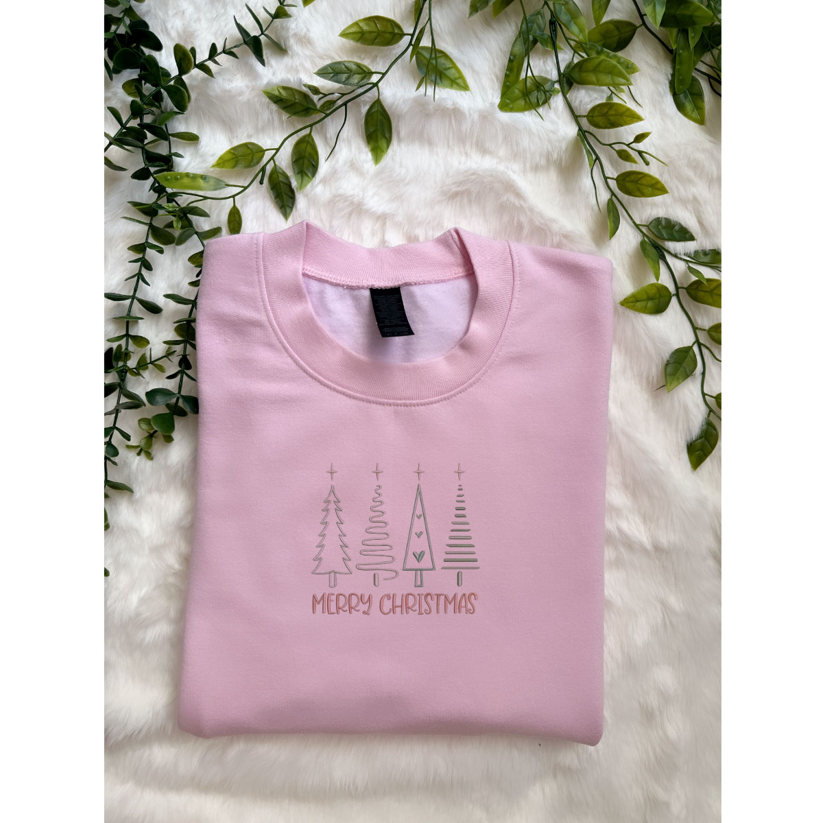 Embroidered Long Sleeve Crewneck Sweatshirt (Merry)