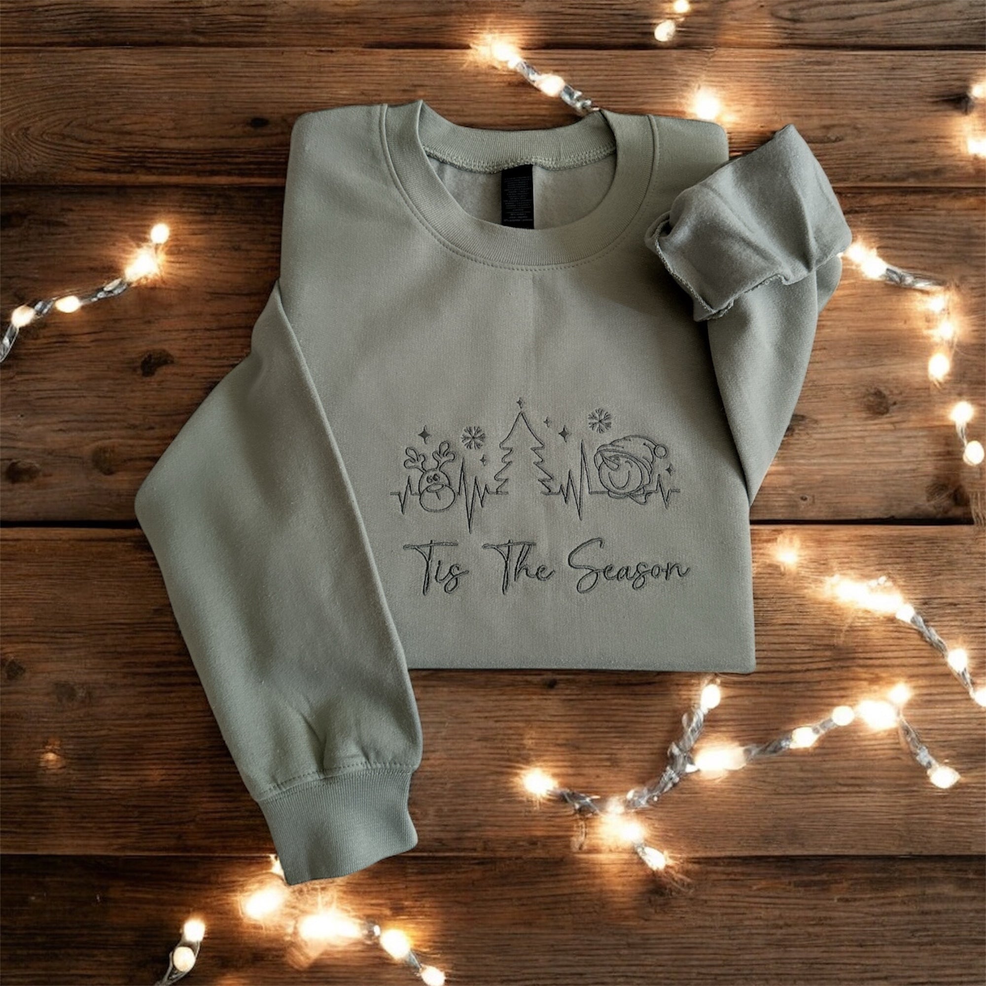 Embroidered Long Sleeve Crewneck Sweatshirt (Tis the Season)
